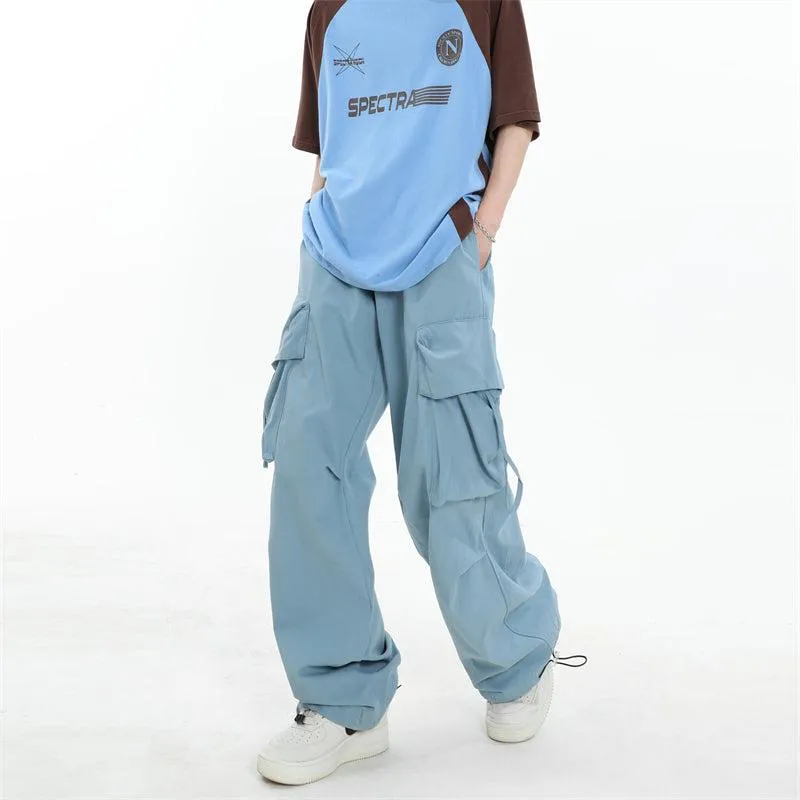 Multi-Pocket Pleated Parachute Pants