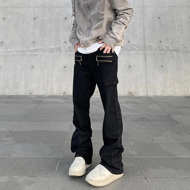 Multi-Zip Pocket Straight Leg Pants