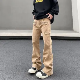 Multi-Zip Pocket Straight Leg Pants
