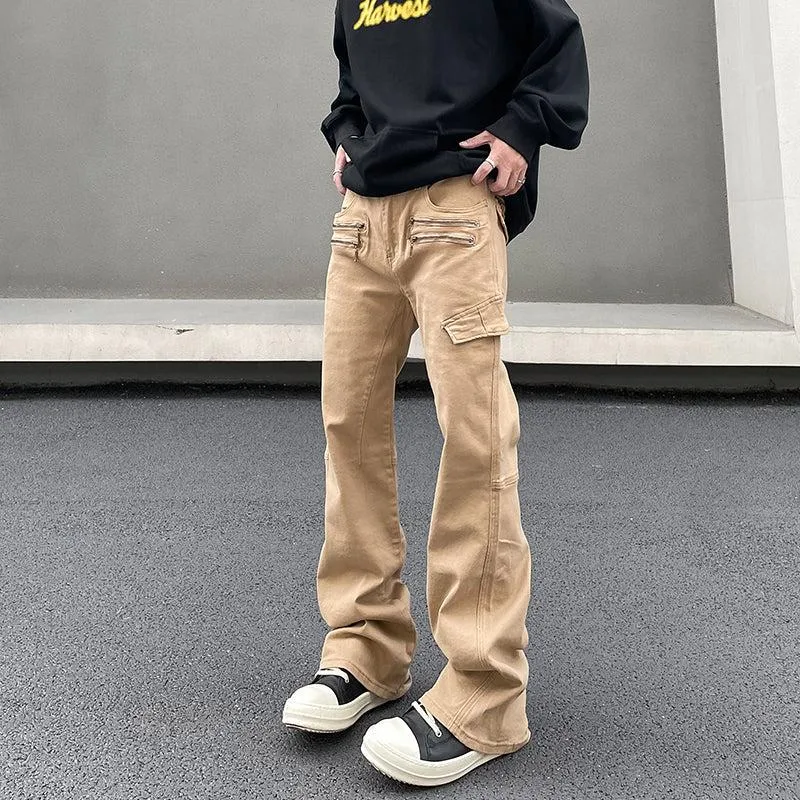 Multi-Zip Pocket Straight Leg Pants