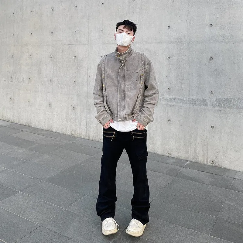 Multi-Zip Pocket Straight Leg Pants