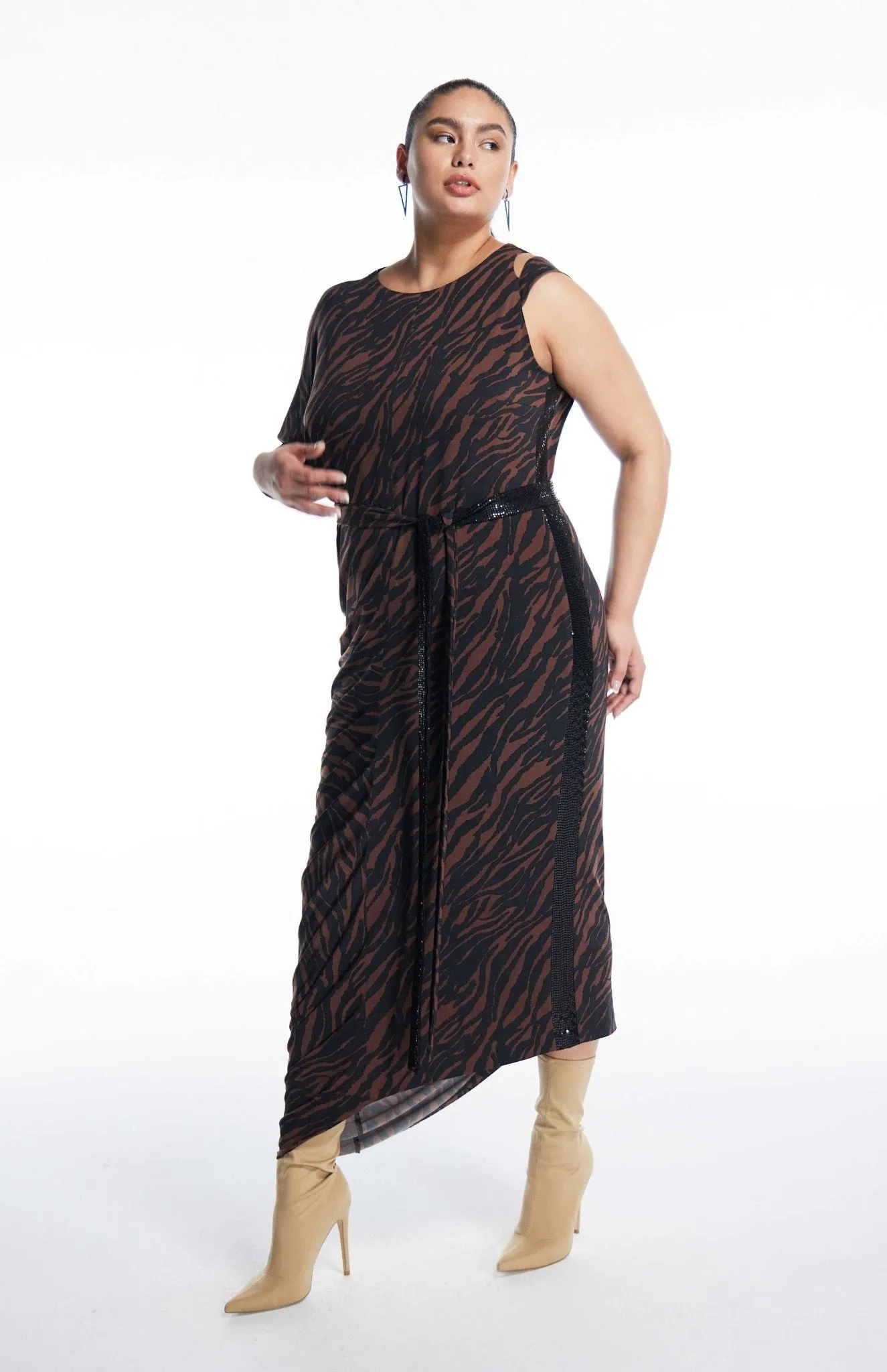 Mythodea | Subtle Sophistication: Long Draped Curve Dress