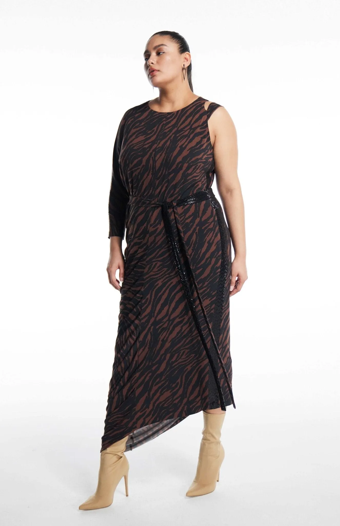 Mythodea | Subtle Sophistication: Long Draped Curve Dress