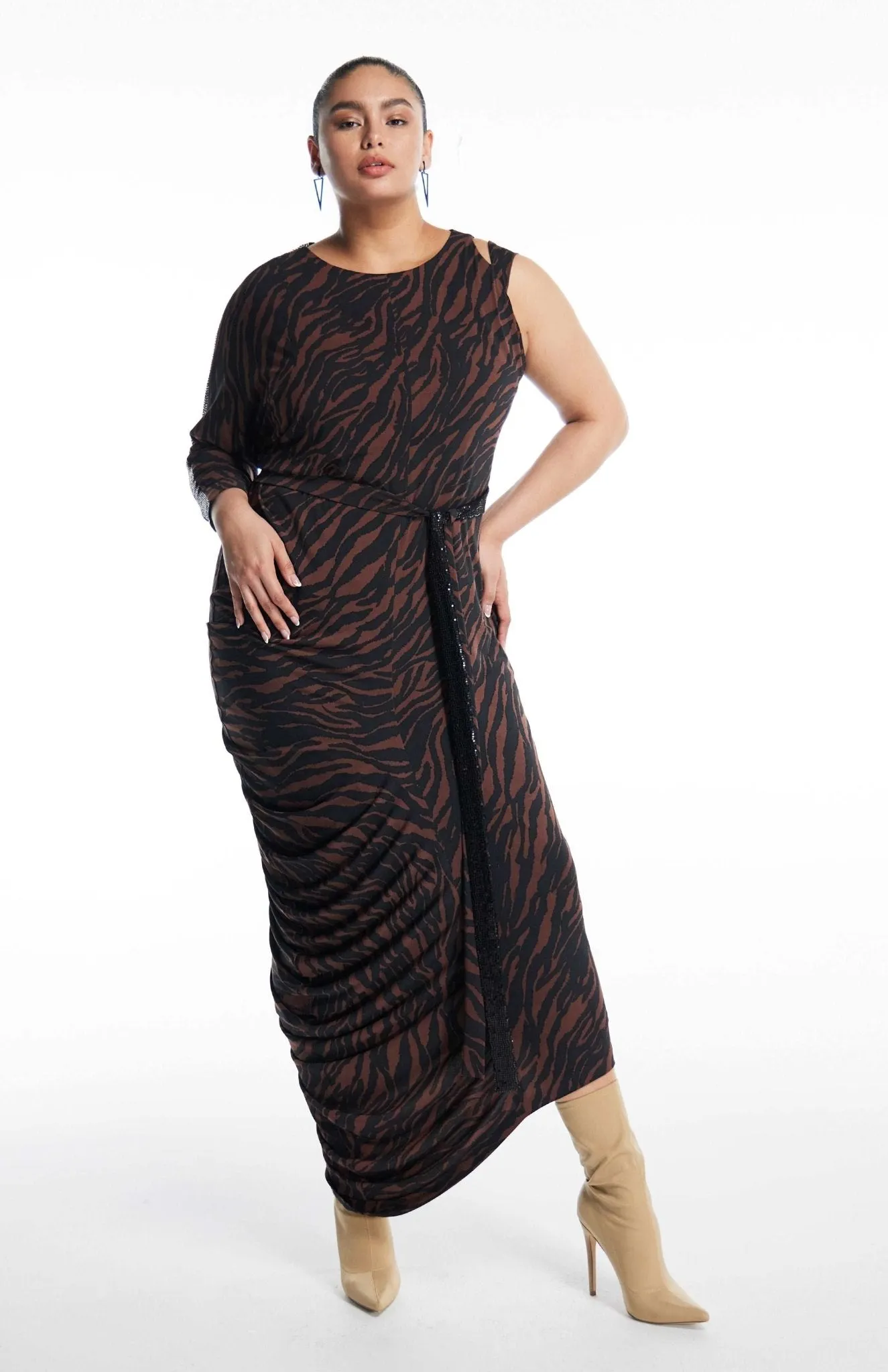 Mythodea | Subtle Sophistication: Long Draped Curve Dress