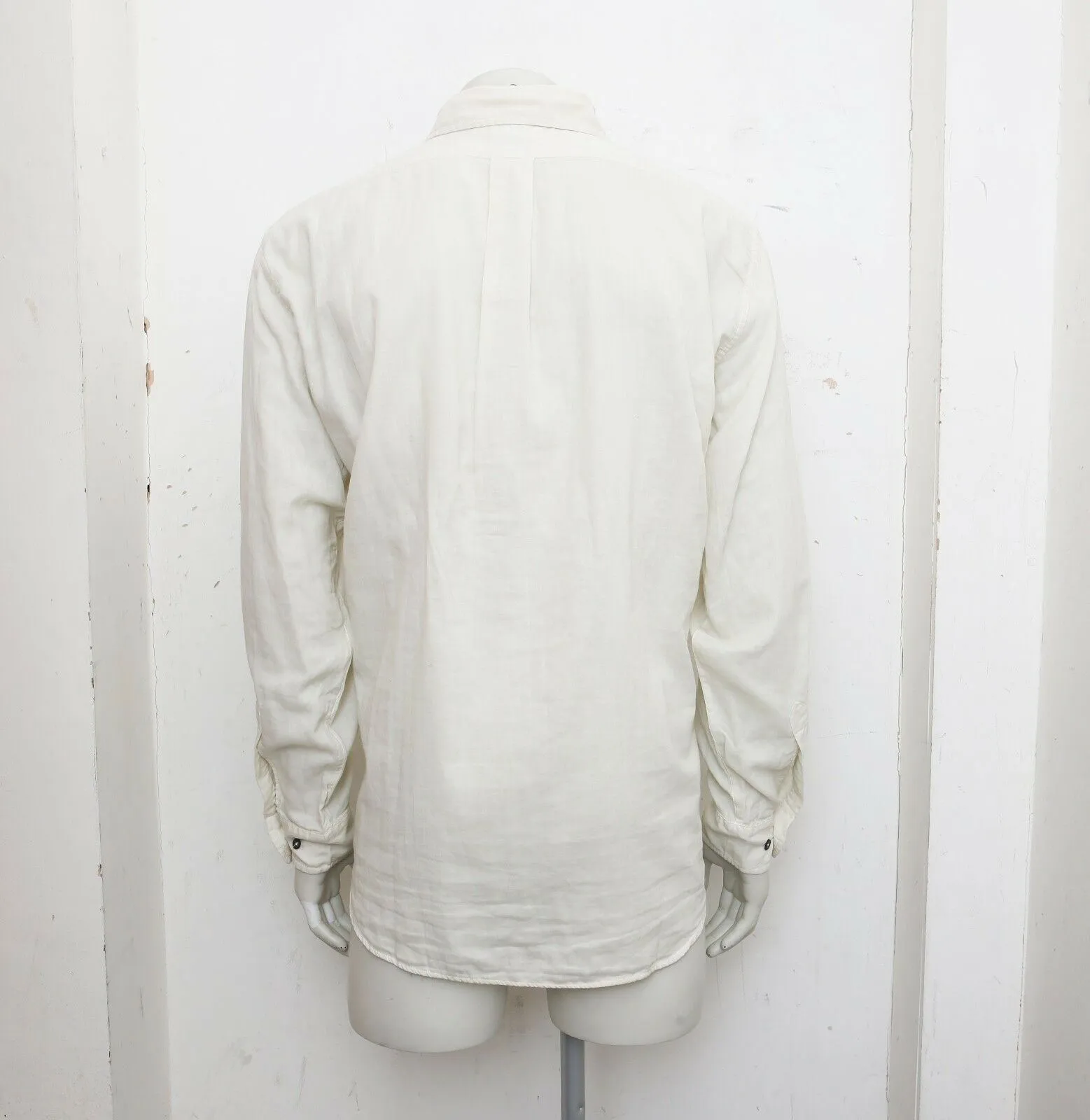 Off White Cotton Long Sleeve Shirt