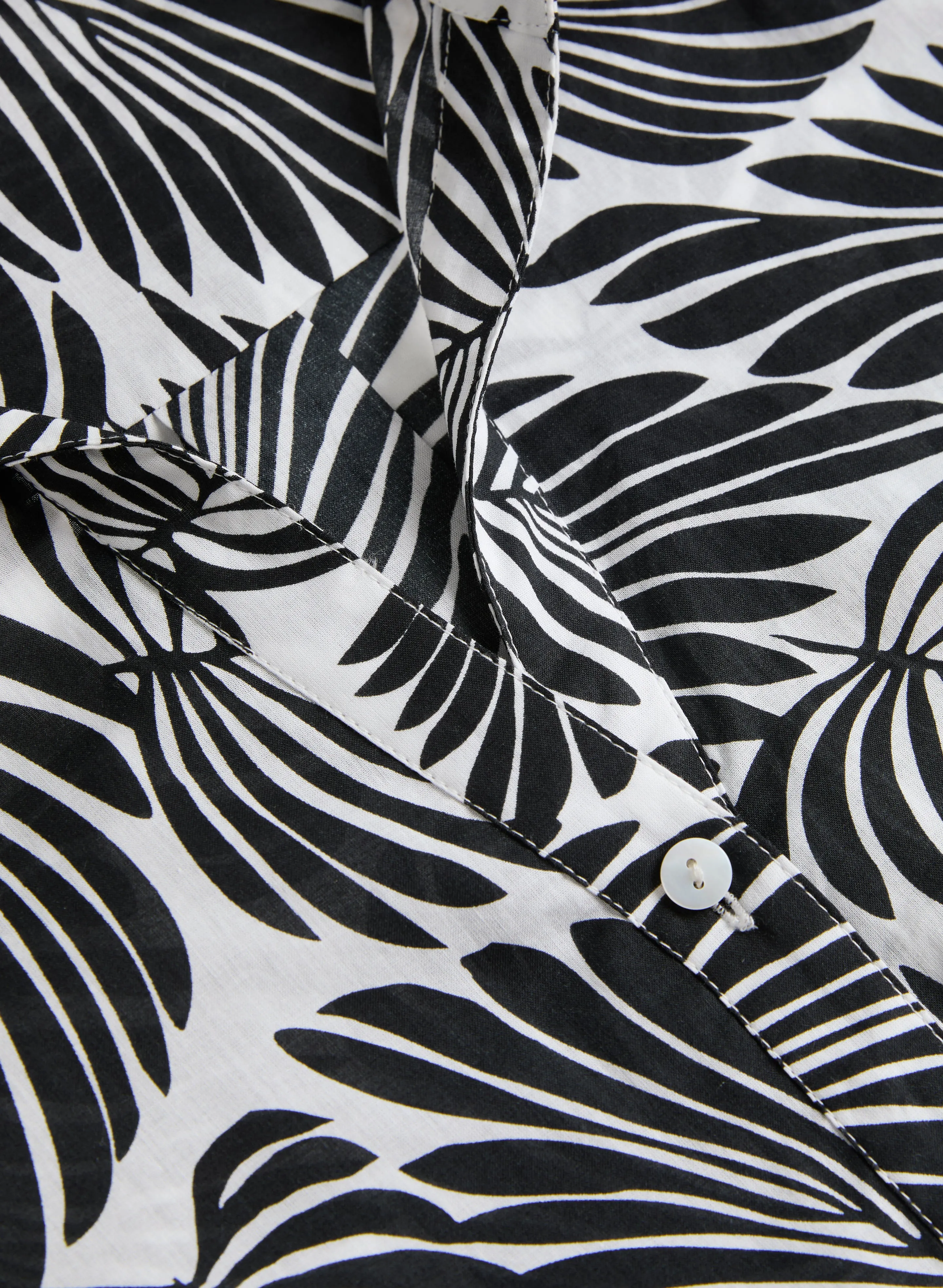 Palm Print Button Down Blouse