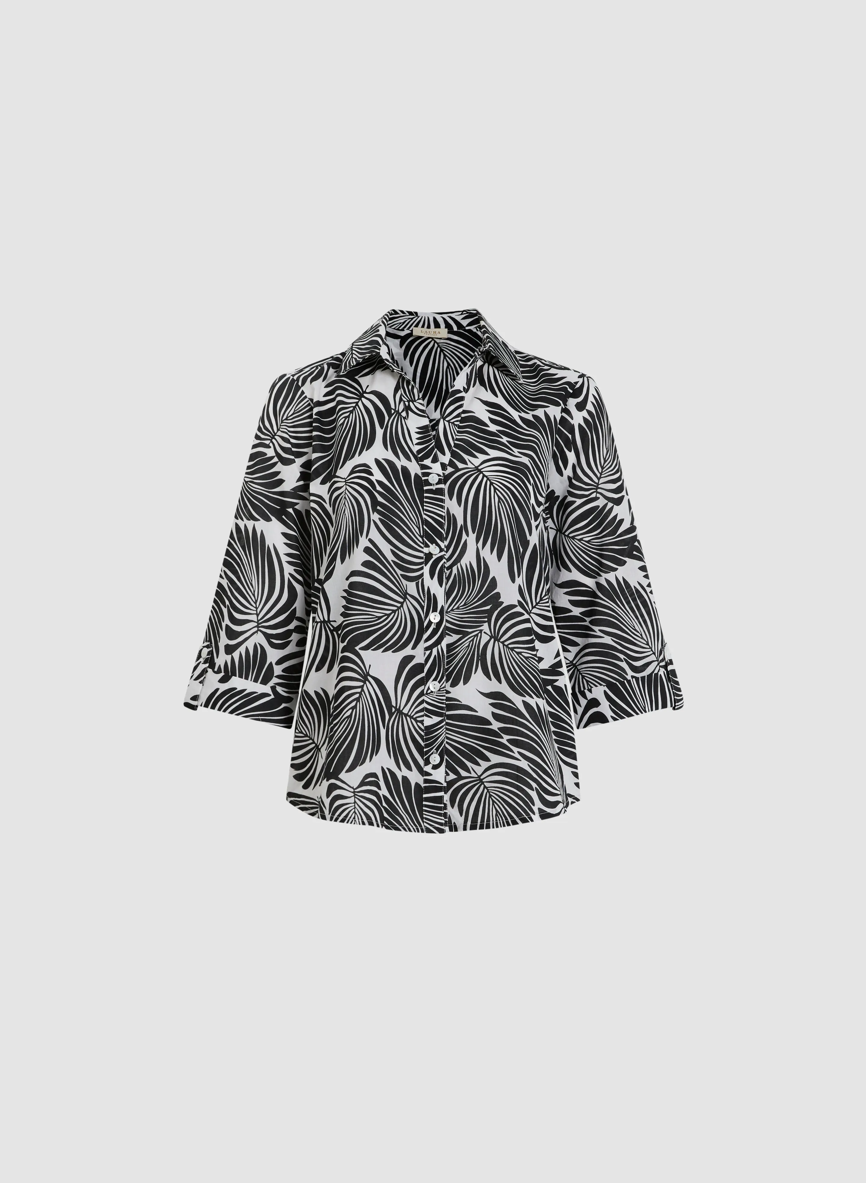 Palm Print Button Down Blouse