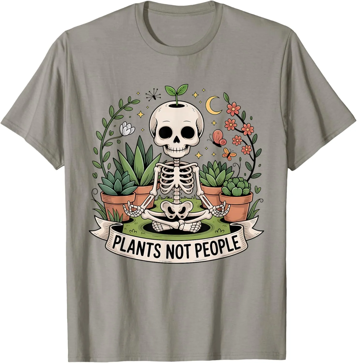 Plants Not People Skeleton Design for Plant Lover T-Shirt