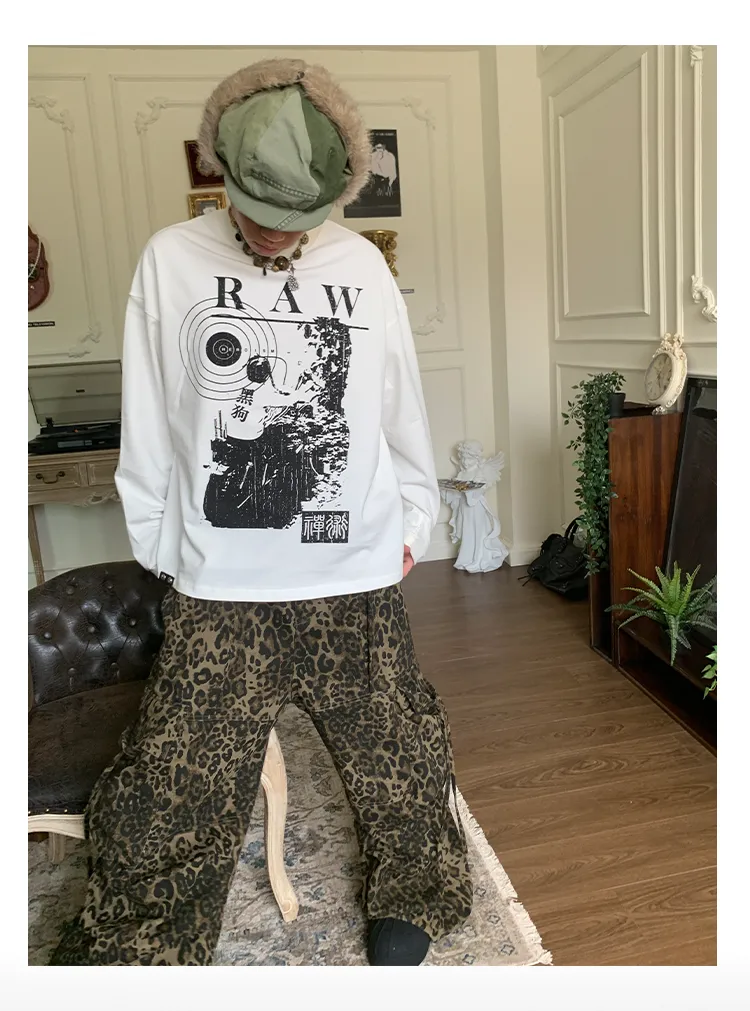Pleated multi-pocket wide pants