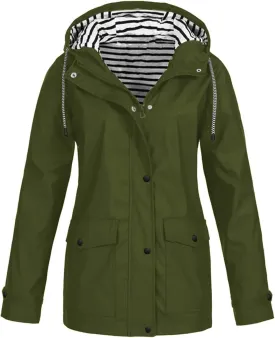 Rain Jacket Women,2025 Spring Trendy Zip Lined Waterproof Rain Coats Lightweight Outdoor Hiking Hooded Windbreaker