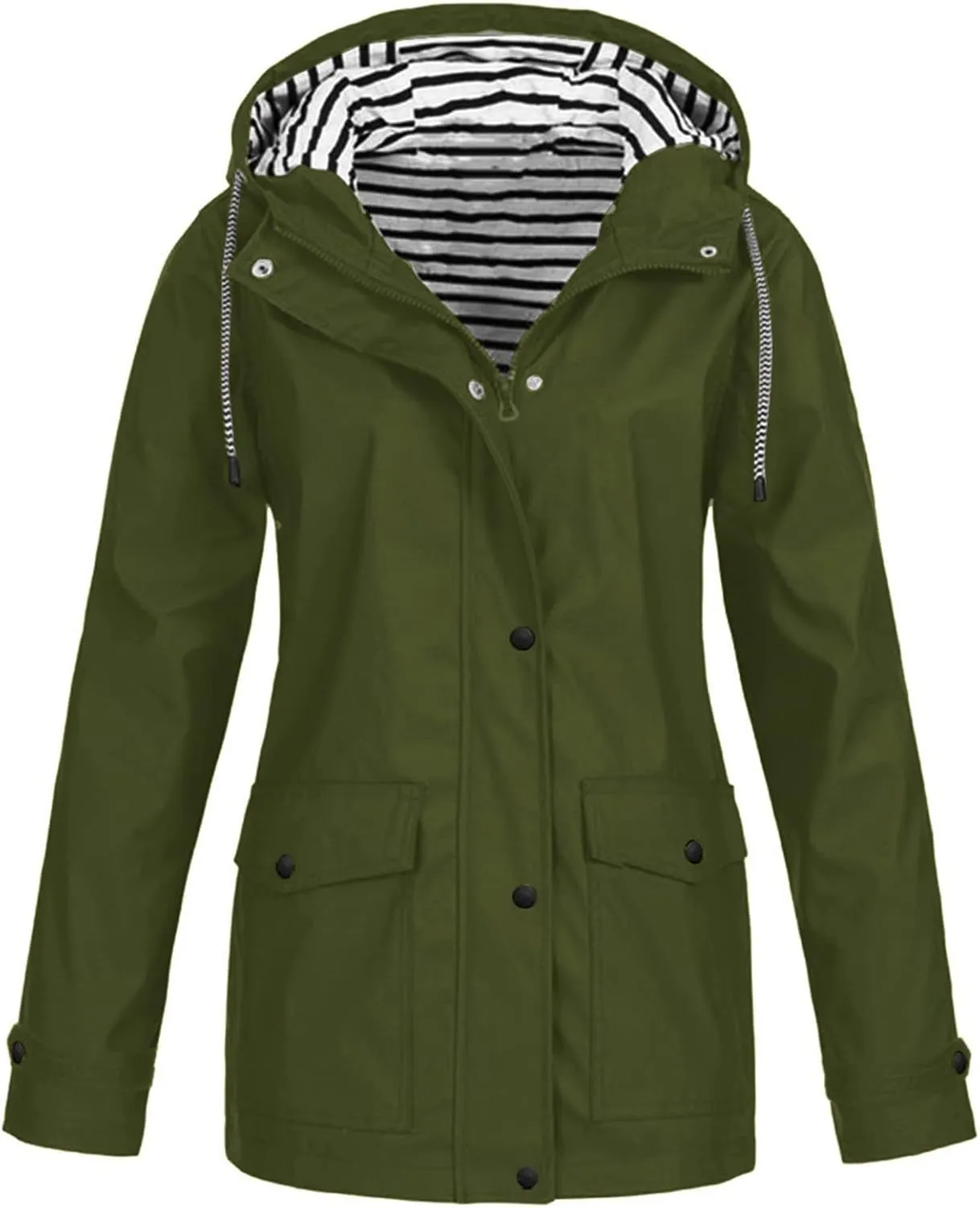 Rain Jacket Women,2025 Spring Trendy Zip Lined Waterproof Rain Coats Lightweight Outdoor Hiking Hooded Windbreaker