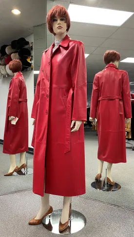 Red Lamb Leather Coat