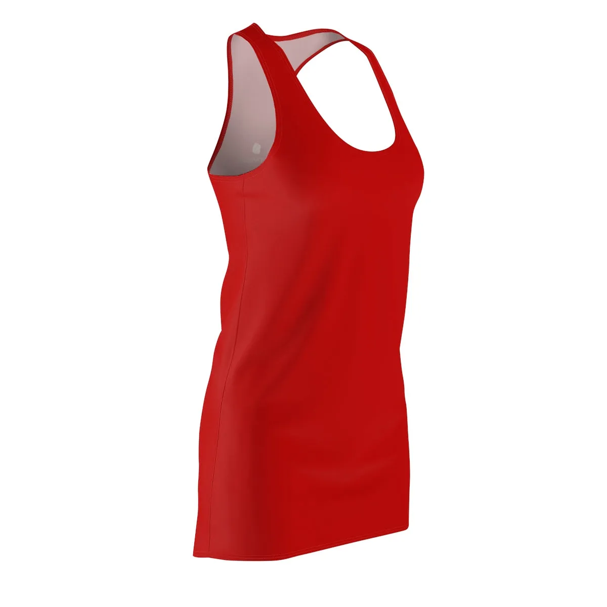 Red Solid Color Classic Dress, Women's Long Sleeveless Best Designer Racerback Dress - Made in USA