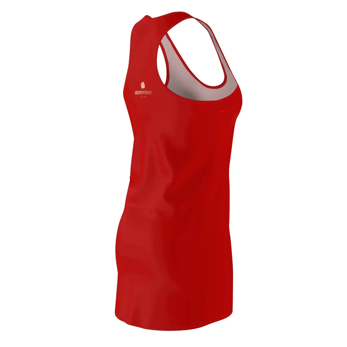 Red Solid Color Classic Dress, Women's Long Sleeveless Best Designer Racerback Dress - Made in USA