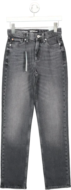 River Island Black High Waisted Stove Pipe Straight Jeans UK 6