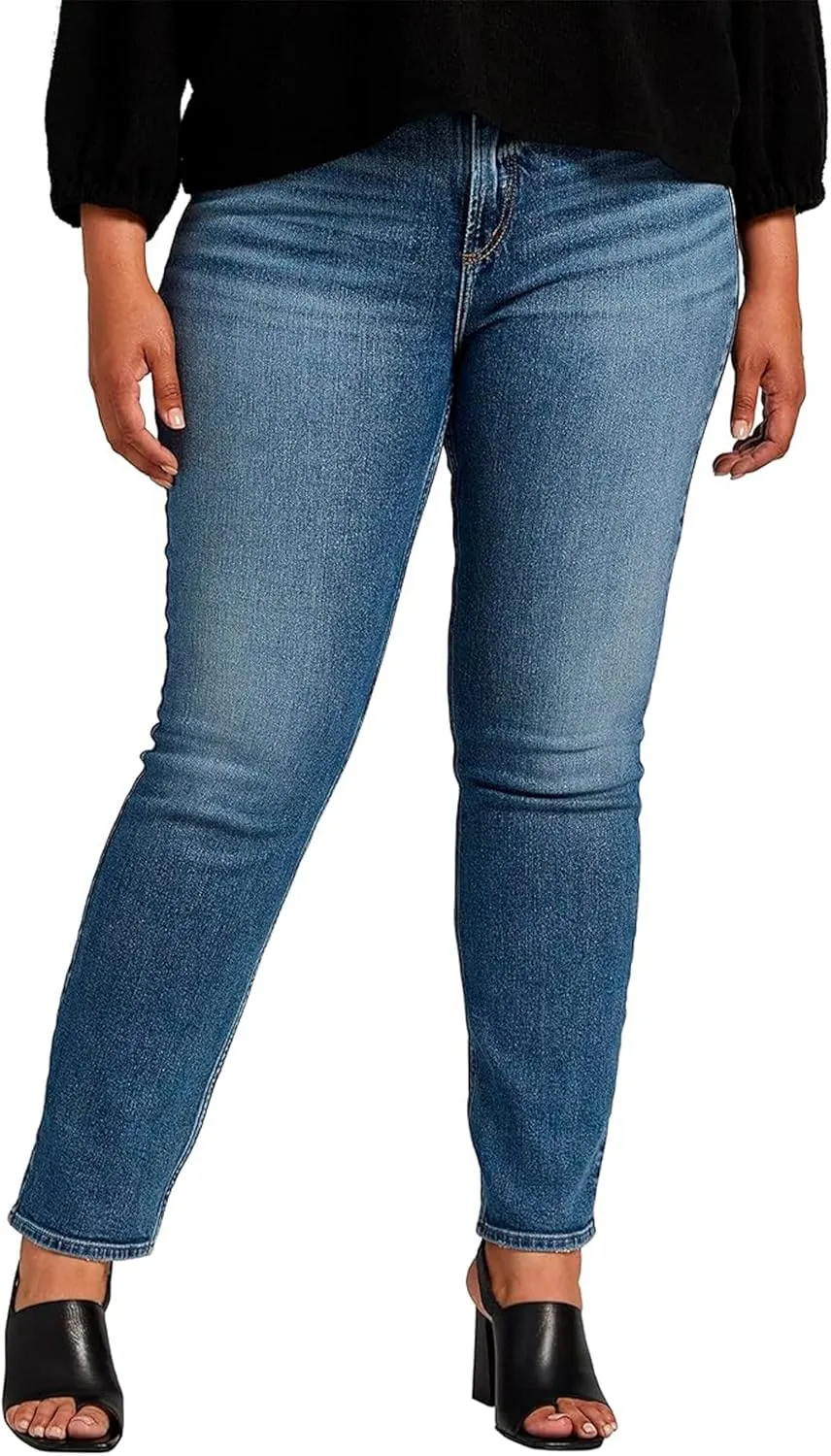 Silver Jeans Co. Women's Plus Size Most Wanted Mid Rise Straight Leg Jeans