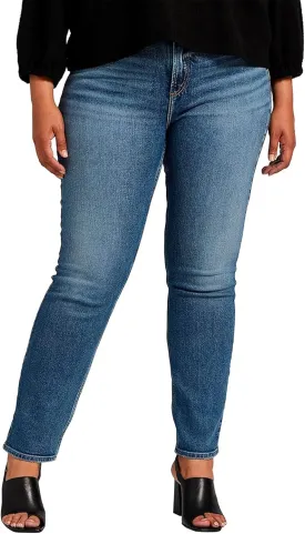 Silver Jeans Co. Women's Plus Size Most Wanted Mid Rise Straight Leg Jeans