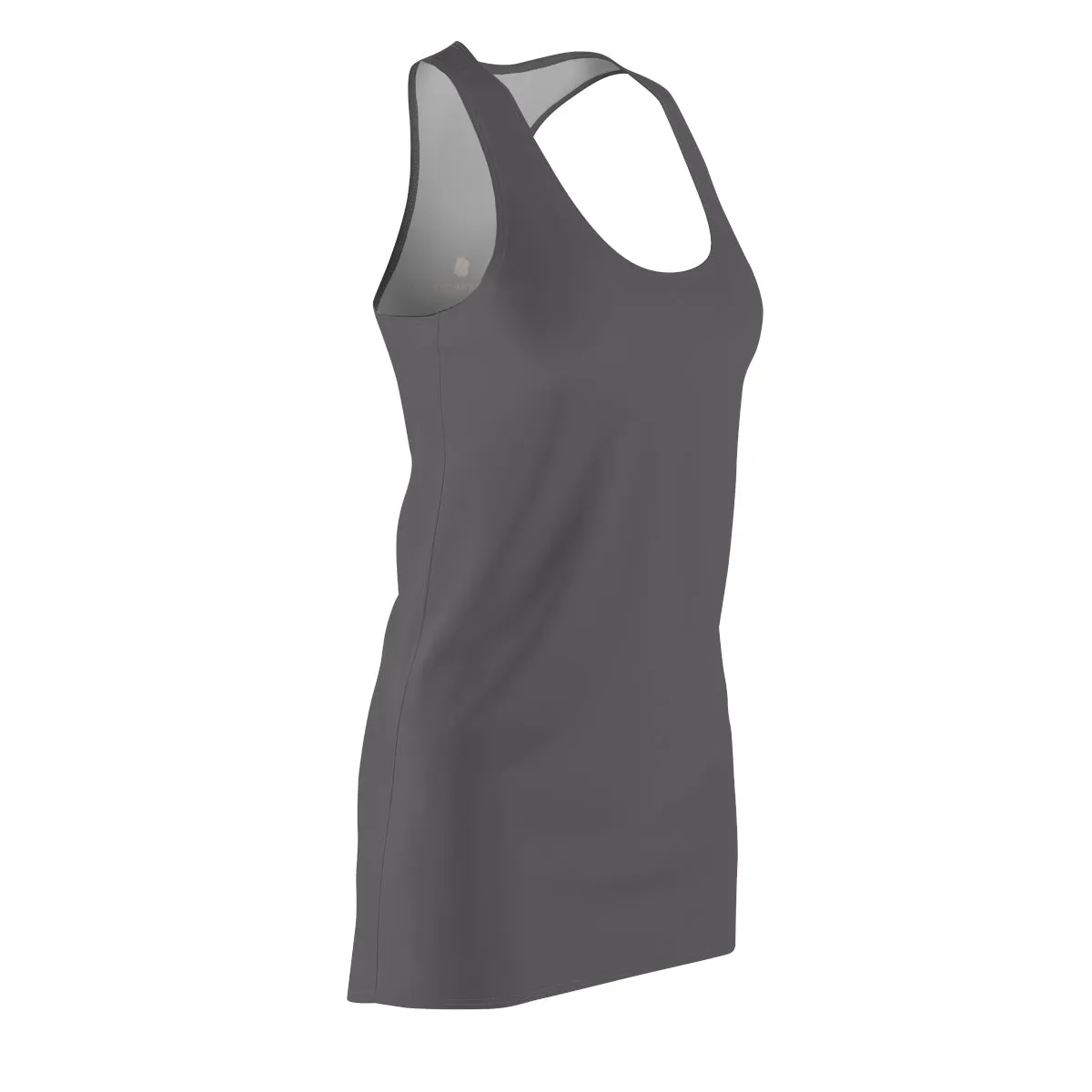 Solid Color Gray Classic Dress, Women's Long Sleeveless Designer Racerback Dress - Made in USA