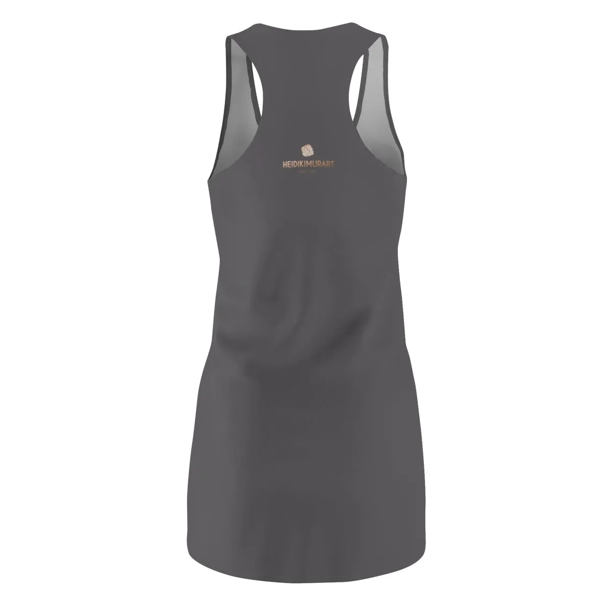Solid Color Gray Classic Dress, Women's Long Sleeveless Designer Racerback Dress - Made in USA