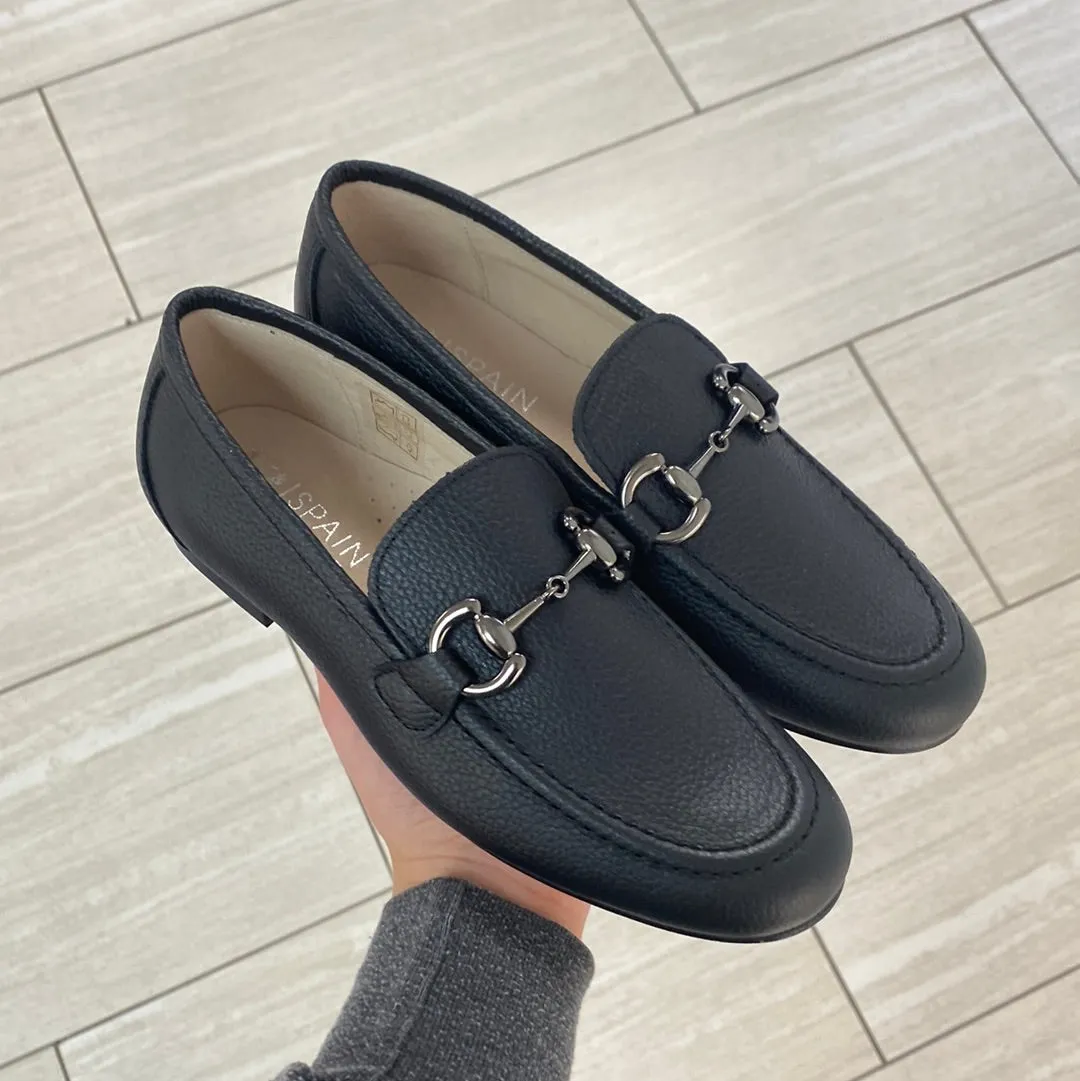 Spain Co Black Pebbled Buckle Dress Shoe