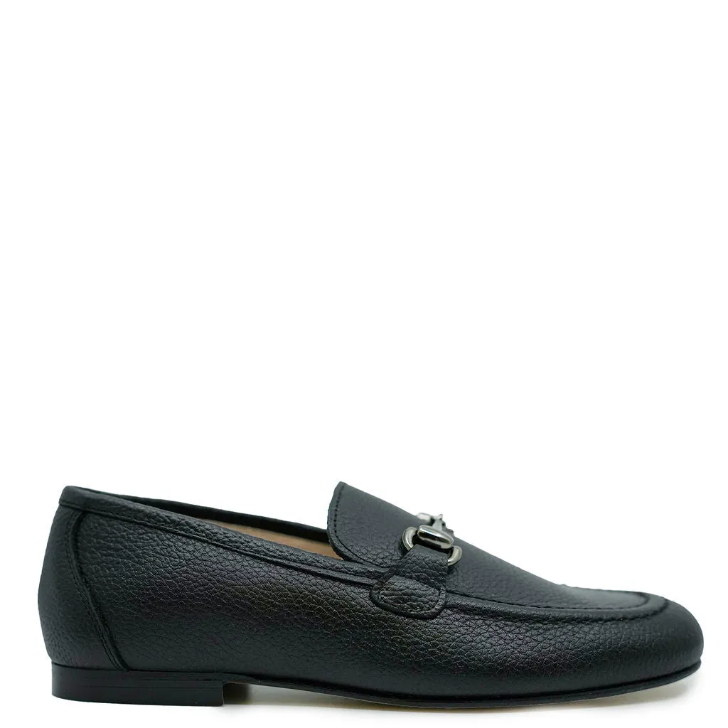Spain Co Black Pebbled Buckle Dress Shoe