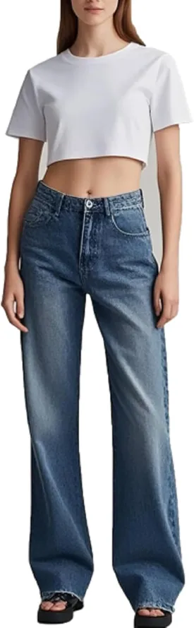 SperLucky Jeans for Women High Waisted Straight Leg Stretchy Jeans Loose Wide Leg Denim Pants