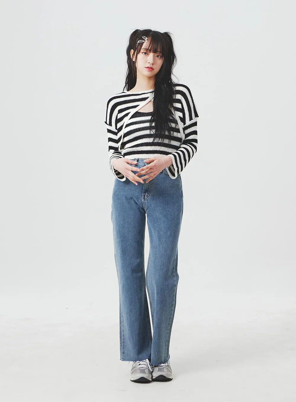 Straight Leg Blue Jeans BA303