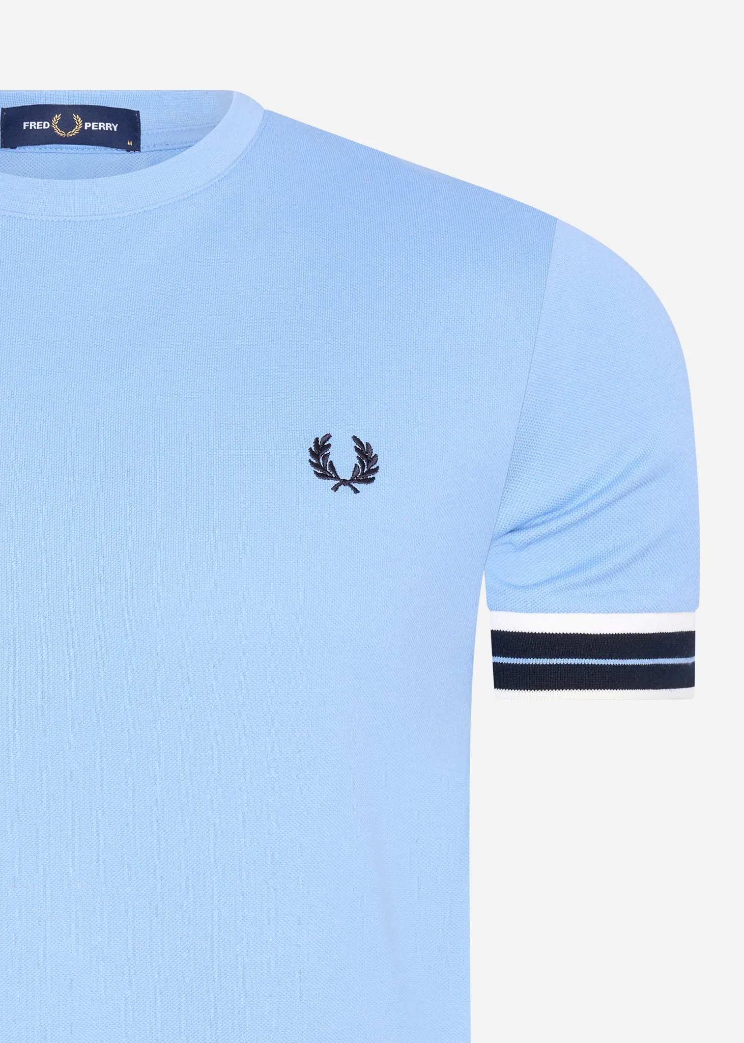 Tramline tipped pique t-shirt - sky