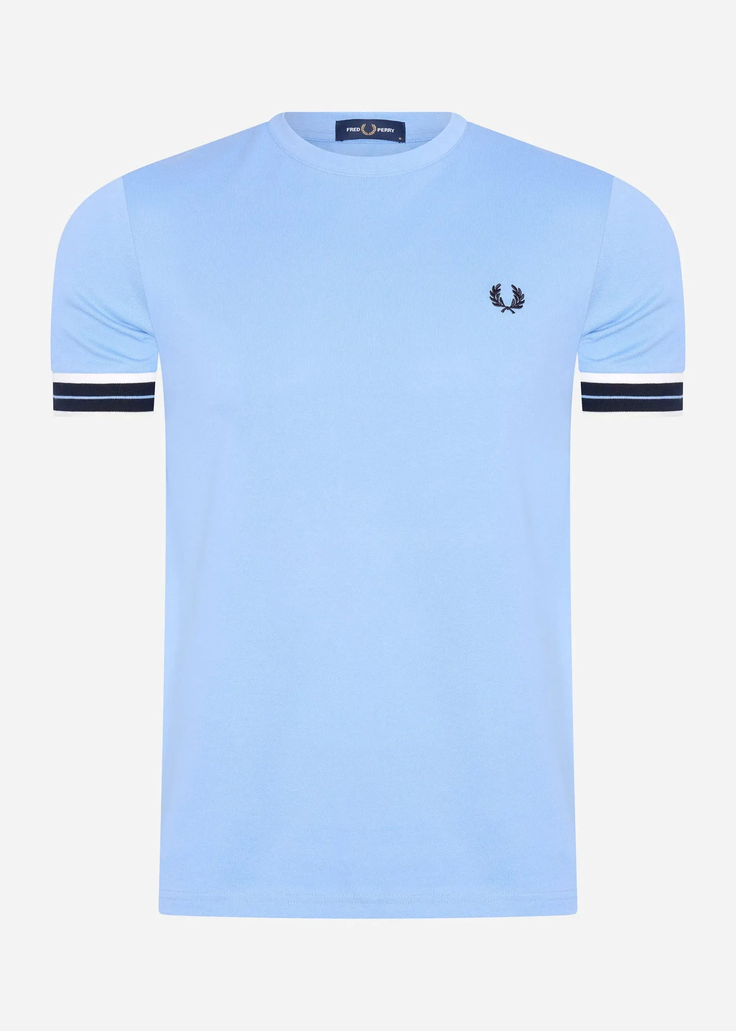 Tramline tipped pique t-shirt - sky