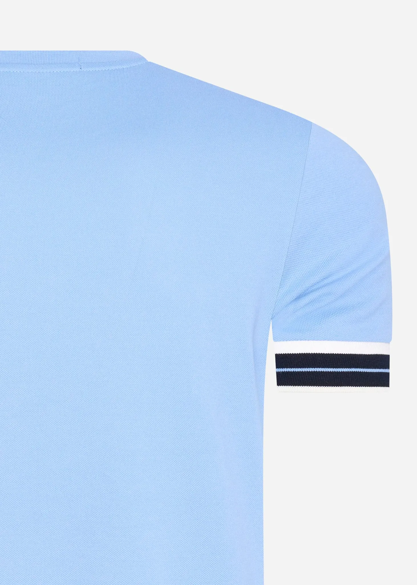 Tramline tipped pique t-shirt - sky