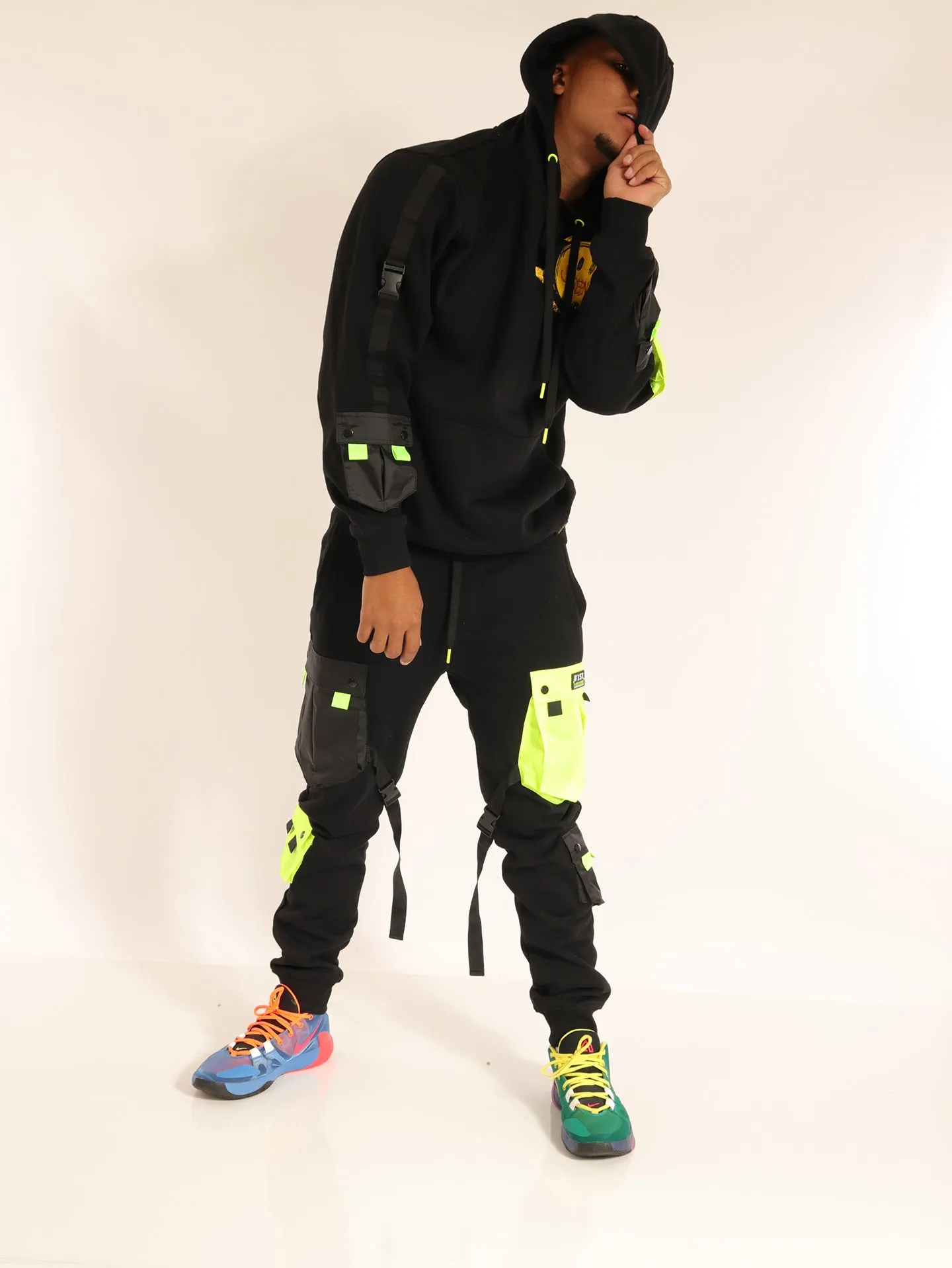 UTILITY MULTI POCKET FLEECE PANTS - P11265 (BLACK)