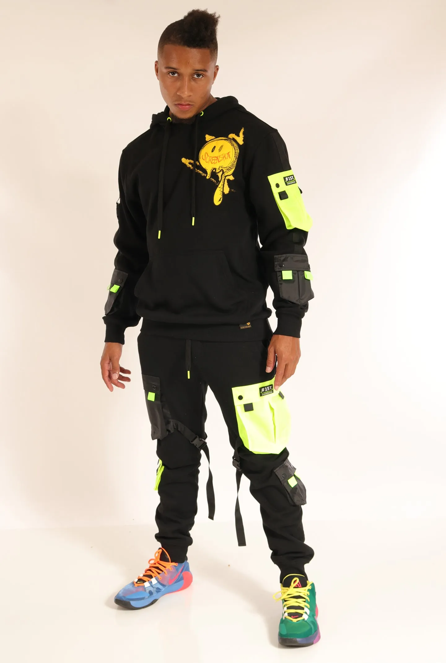 UTILITY MULTI POCKET FLEECE PANTS - P11265 (BLACK)