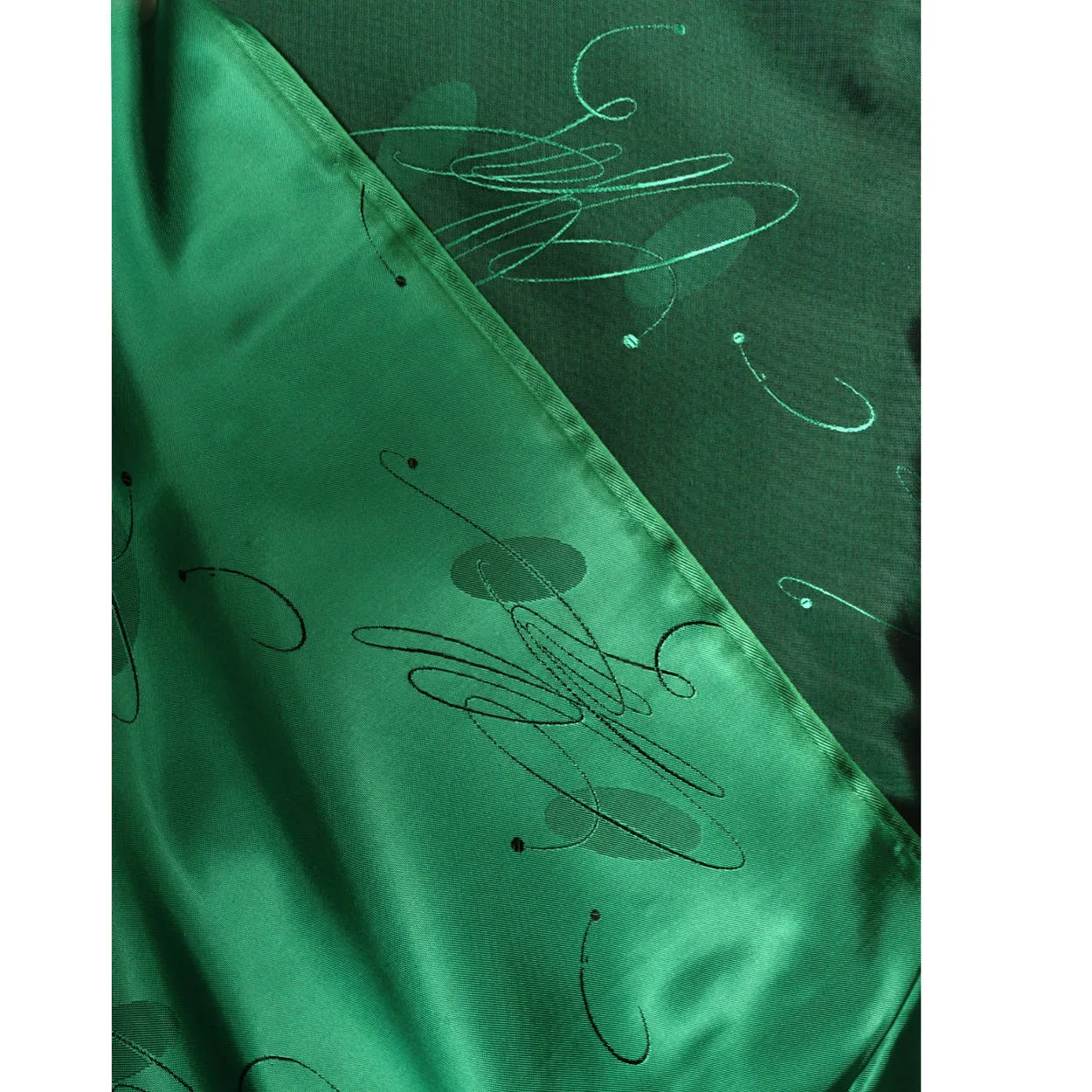 Vintage 50s Green Sewing Fabric Fur Coat Lining Abstract Woven Motif 2.6 Yards