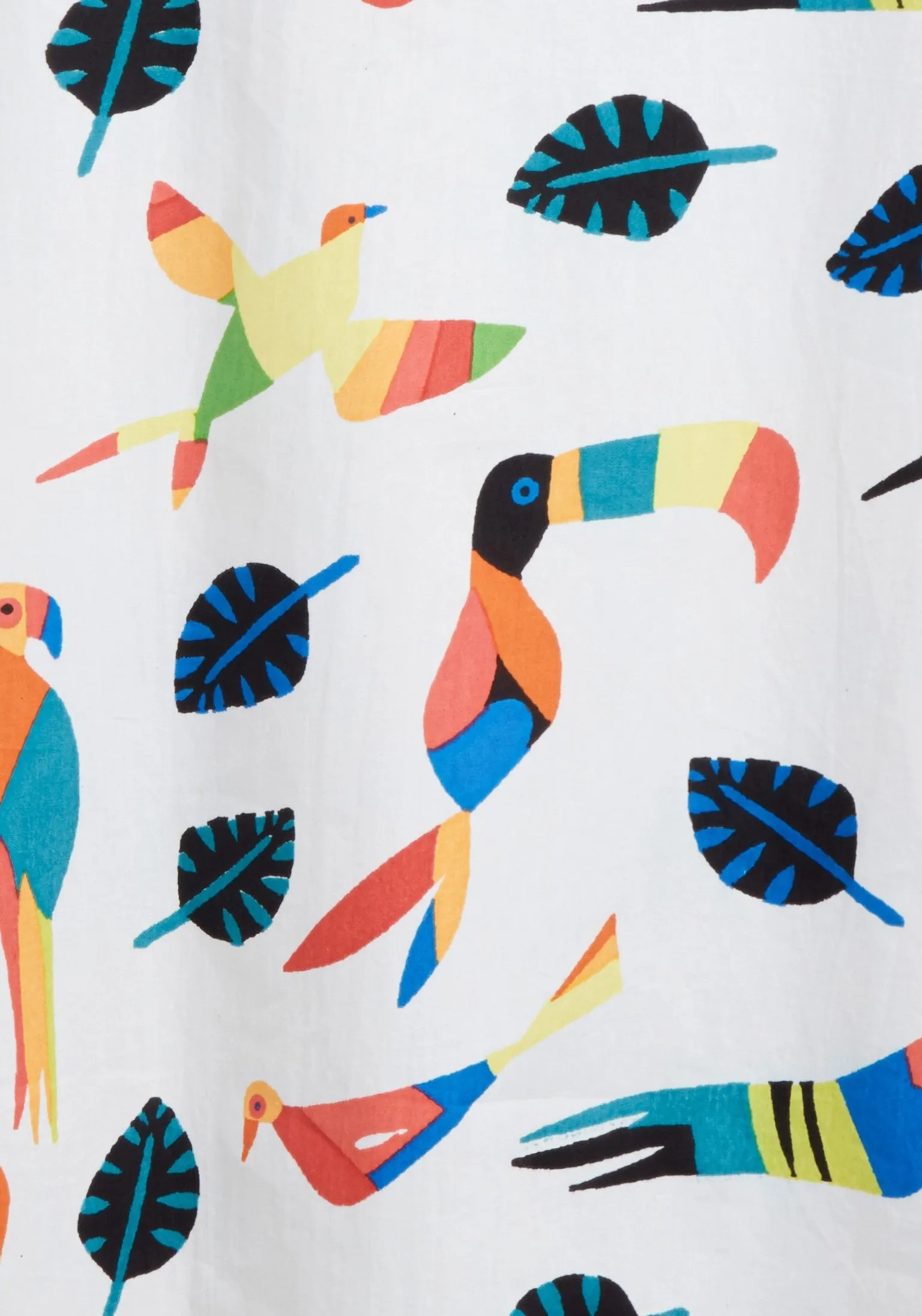 White Fiesta Parrots Shirt Dress