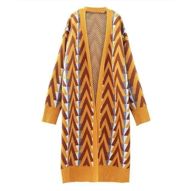 Women Chic Gold Open Stitch Loose Casual Trench