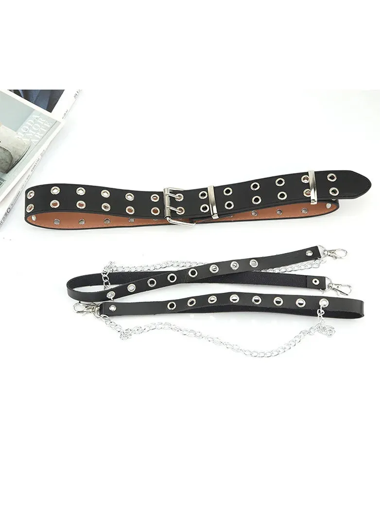 Women Gothic Punk Double-Breasted Buttonhole Belt