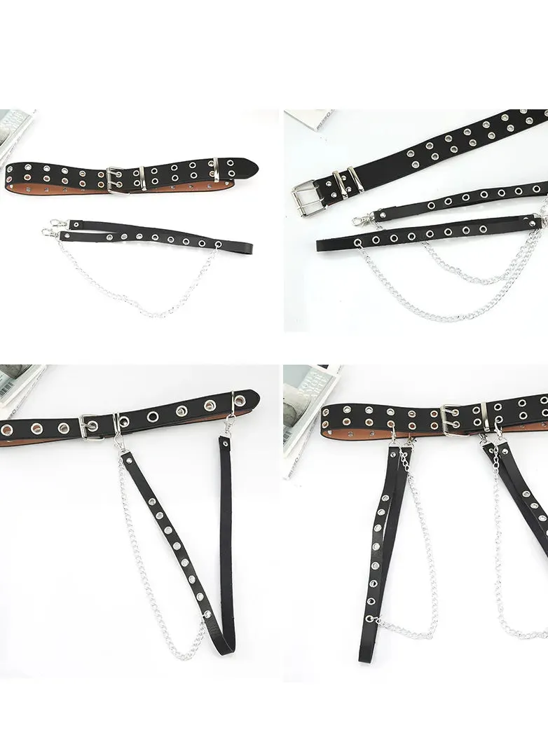 Women Gothic Punk Double-Breasted Buttonhole Belt