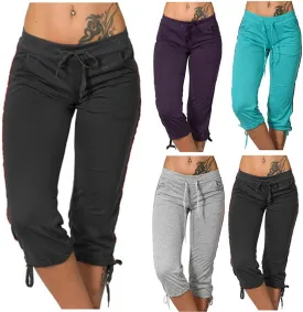 Women's Sweatpants Capri Pants Cropped Jogger Running Pants Lounge Loose Fit Drawstring Waist with Side Pockets