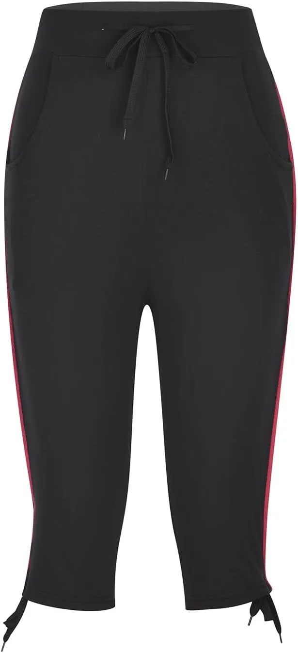 Women's Sweatpants Capri Pants Cropped Jogger Running Pants Lounge Loose Fit Drawstring Waist with Side Pockets