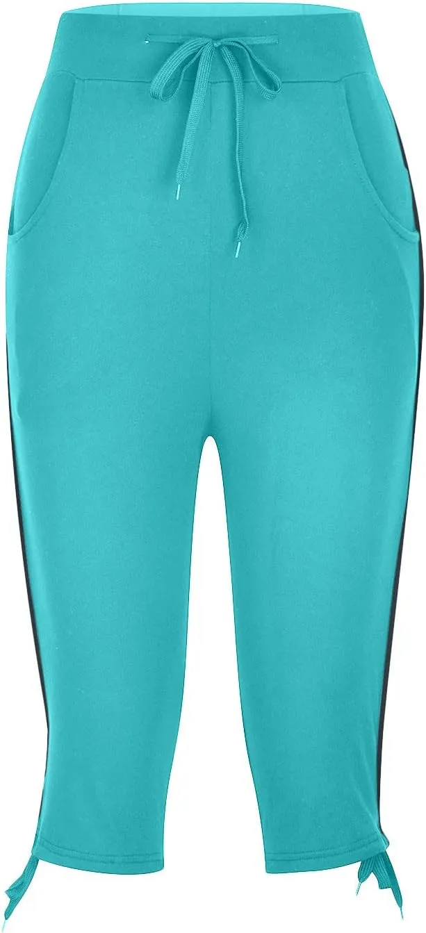 Women's Sweatpants Capri Pants Cropped Jogger Running Pants Lounge Loose Fit Drawstring Waist with Side Pockets
