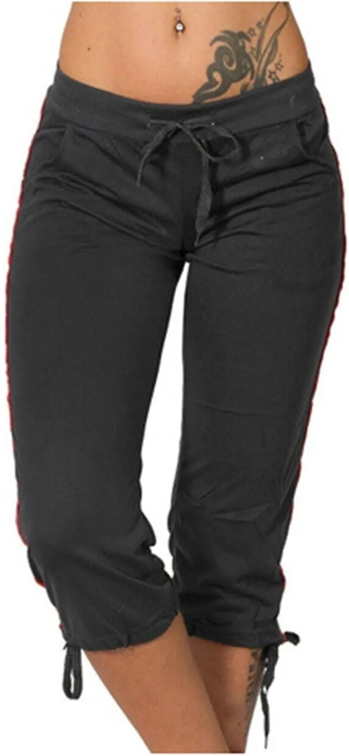 Women's Sweatpants Capri Pants Cropped Jogger Running Pants Lounge Loose Fit Drawstring Waist with Side Pockets
