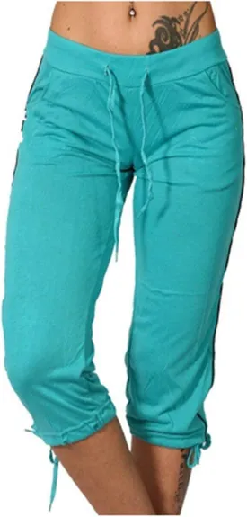 Women's Sweatpants Capri Pants Cropped Jogger Running Pants Lounge Loose Fit Drawstring Waist with Side Pockets