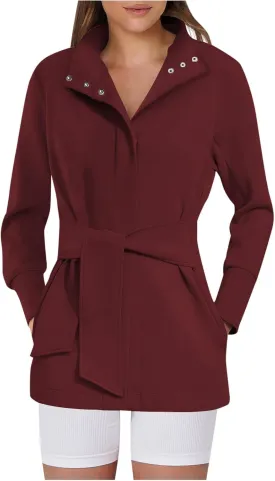 Women's Trench Coat Short Casual Spring Fall Fashion jackets 2024 Classic Lapel Overcoat Outerwear With Belt