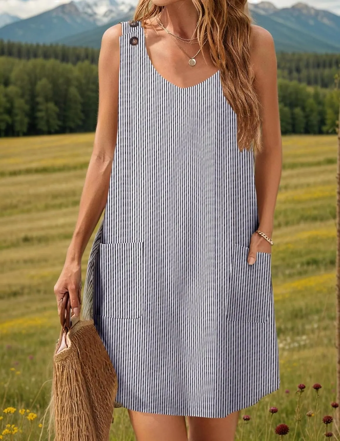 Zeagoo Summer Dress for Women Sleeveless Tank Dress with Pockets Casual Short A Line Dress Crewneck Sundress 2025