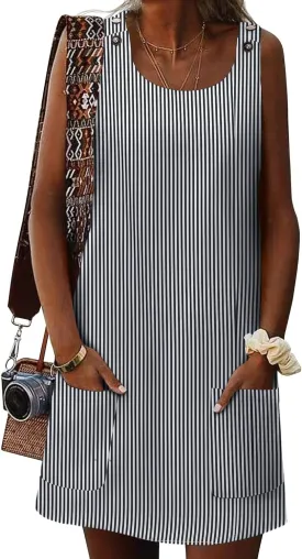 Zeagoo Summer Dress for Women Sleeveless Tank Dress with Pockets Casual Short A Line Dress Crewneck Sundress 2025